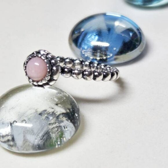 Authentic Pandora October Birth Stone Ring Size 5.5 Sterling Silver Pink Stone - Picture 7 of 8